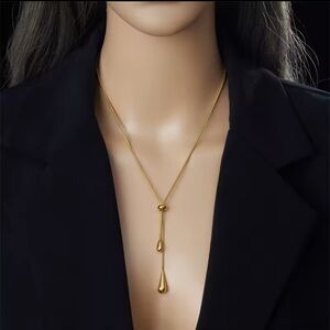 Chic 18kGold plated steel Teardrop Necklace